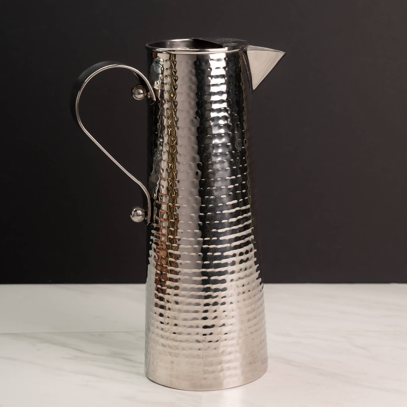 Stainless Steel Hammered Pitcher - Large Capacity