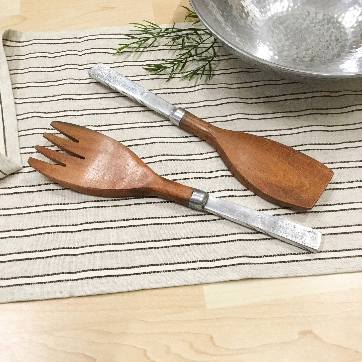 Babul Wood square Salad Servers, Set of 2