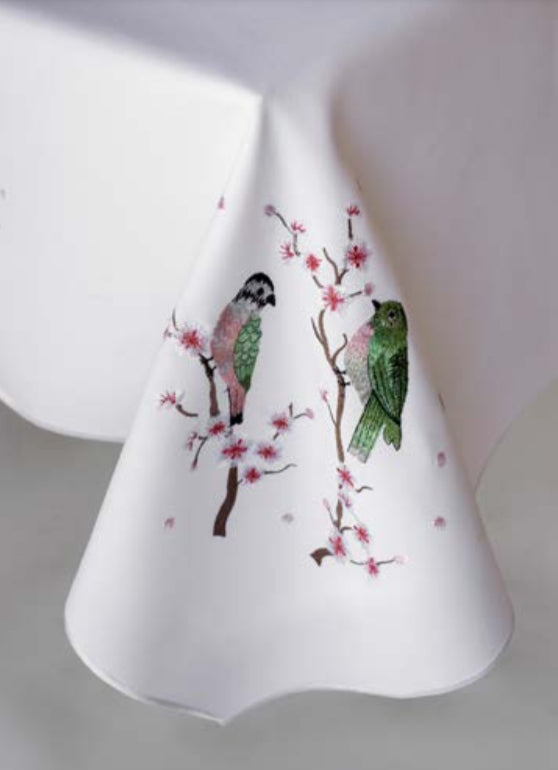 Birds Embroidered Tablecloth- custom order only