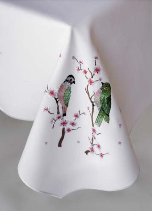 Birds Embroidered Tablecloth- custom order only