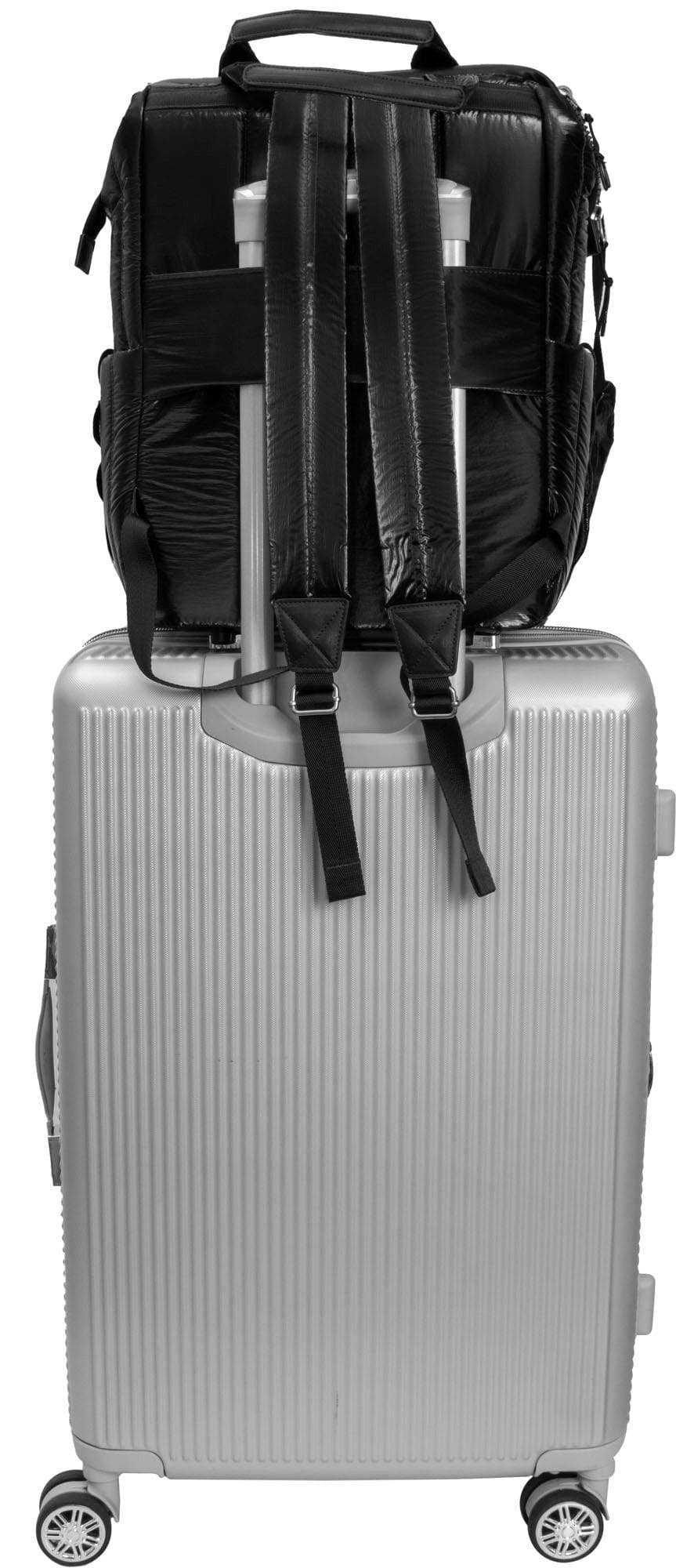 Vertical Metallic Puffer 18 Inch open mouth Workbook Backpack