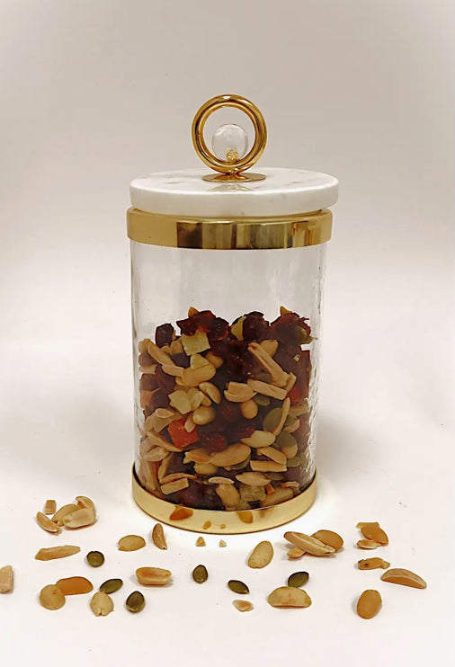 Glass Canisters with Marble Lids - Set of 3