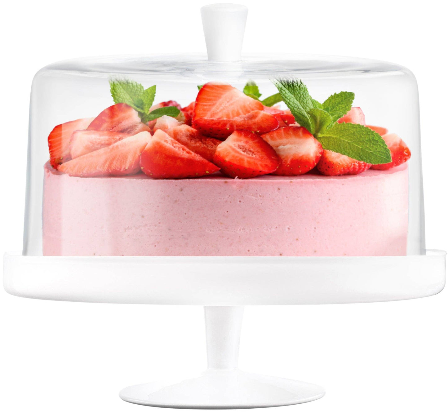 Opal White Cake Stand and Large Dome with White Knob, 12.4"D