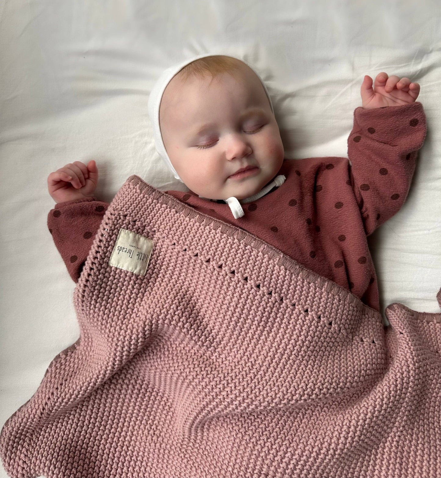 Mauve Knitted Cotton Blanket