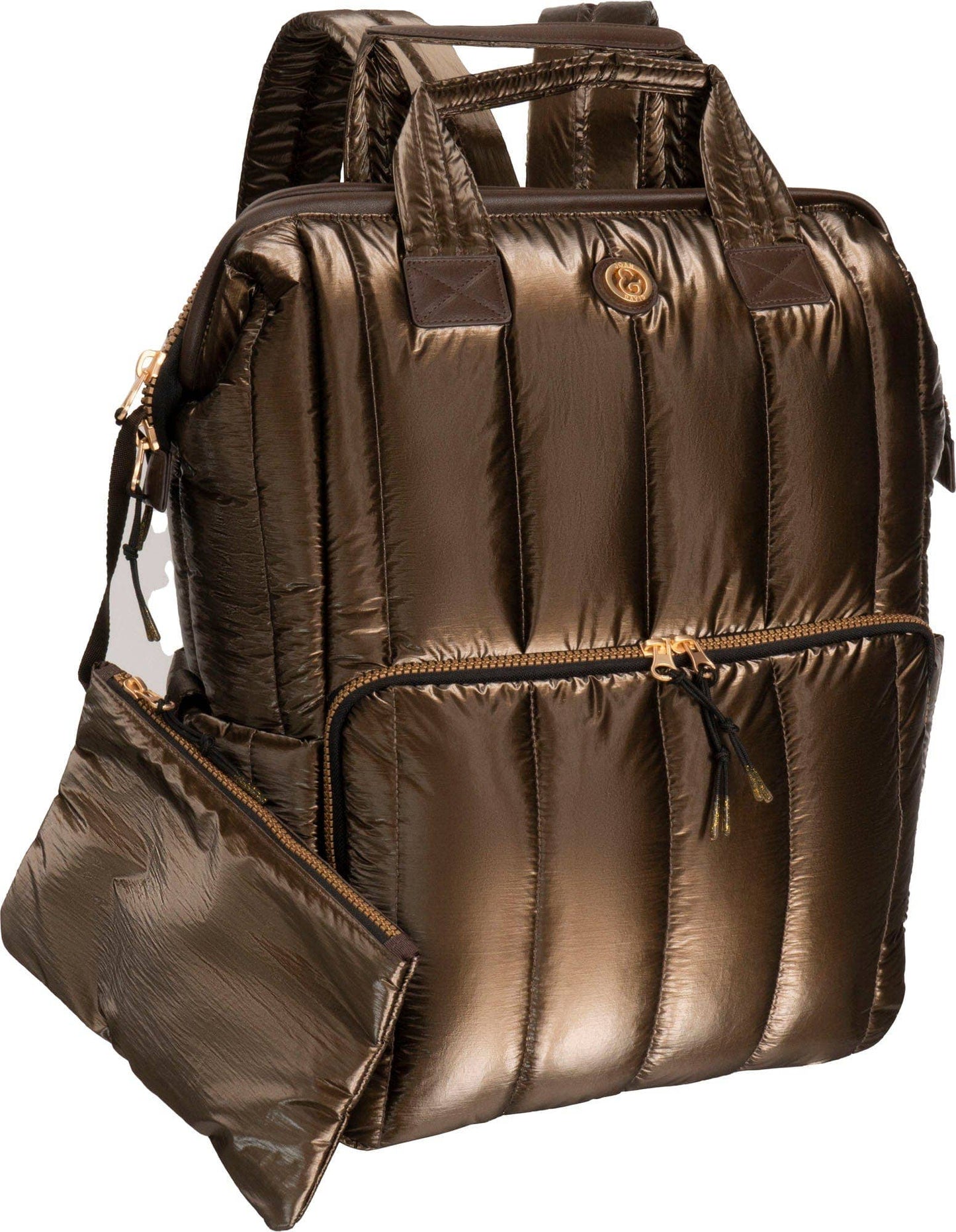 Vertical Metallic Puffer 18 Inch open mouth Workbook Backpack