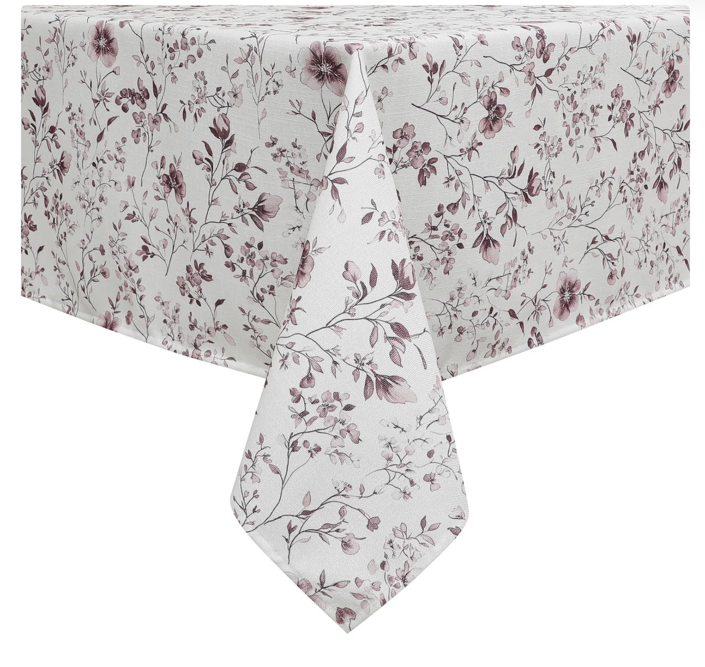 Floral Linen Look Washable Tablecloths