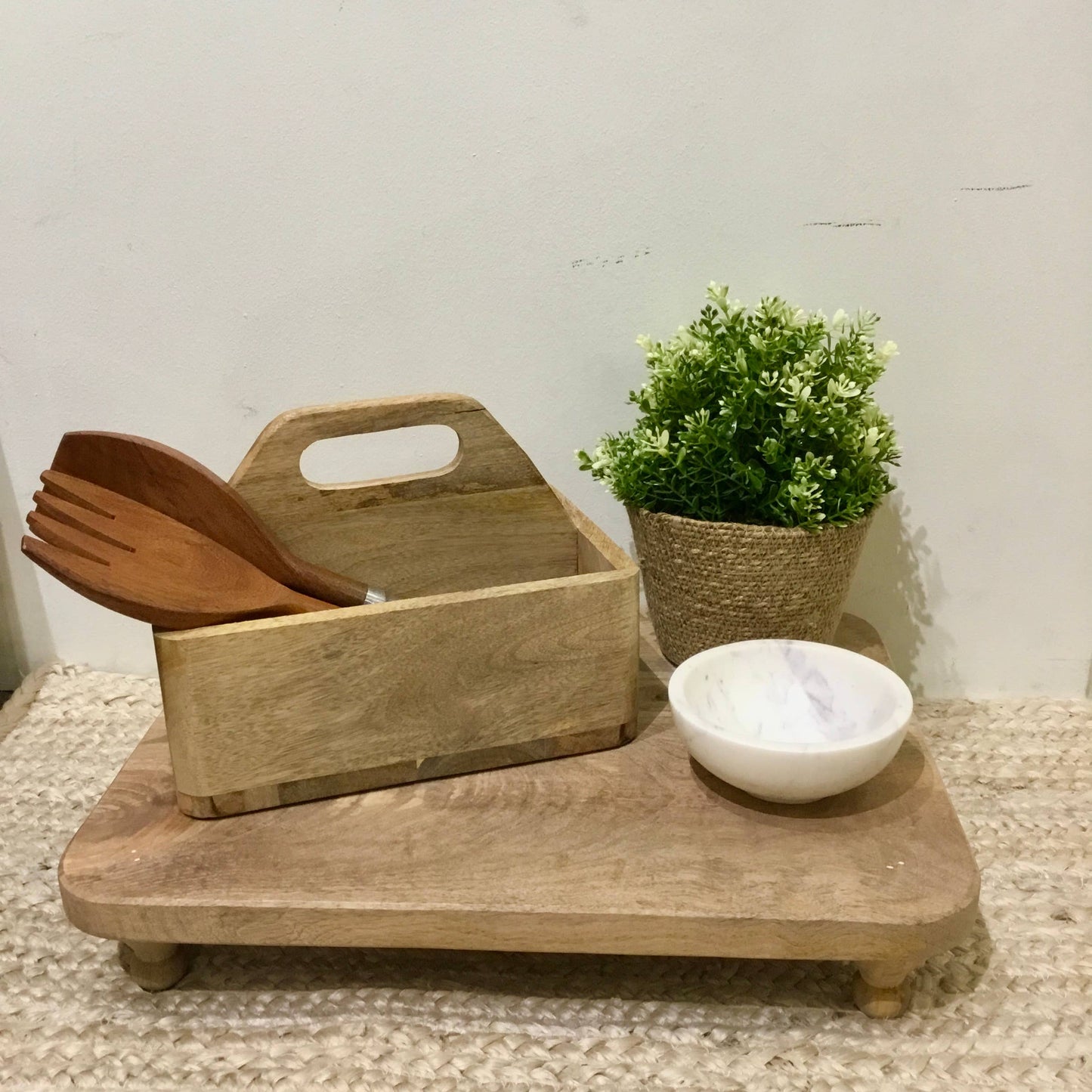 Babul Wood square Salad Servers, Set of 2