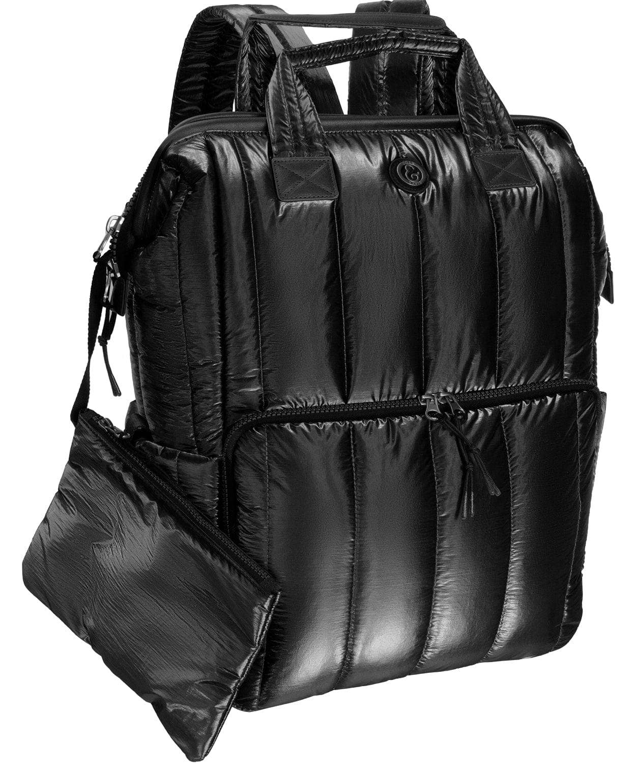Vertical Metallic Puffer 18 Inch open mouth Workbook Backpack