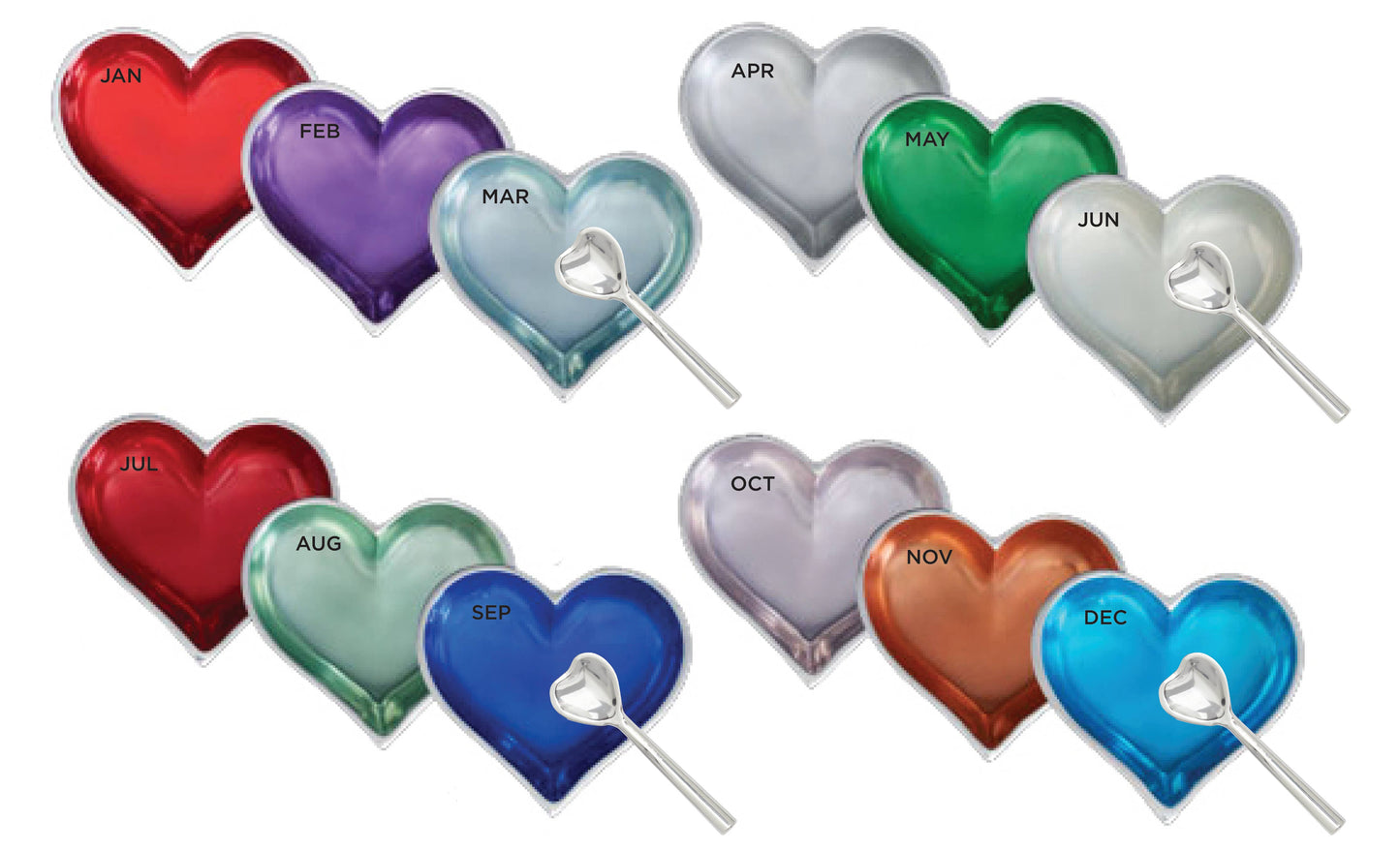 February Amethyst Purple Birthstone Heart with Heart Spoon
