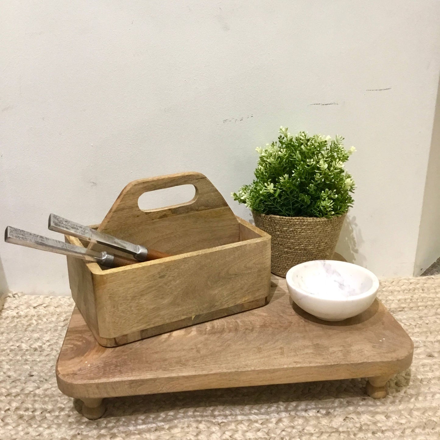 Babul Wood square Salad Servers, Set of 2