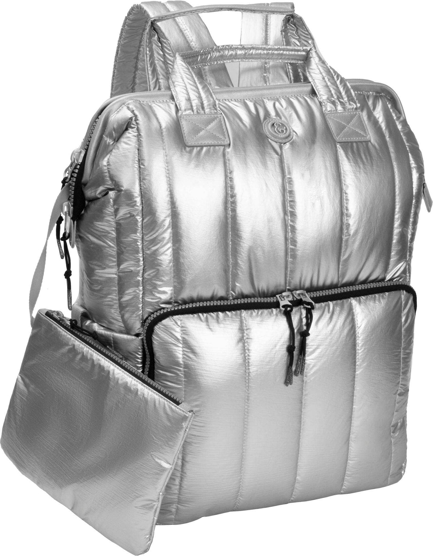 Vertical Metallic Puffer 18 Inch open mouth Workbook Backpack