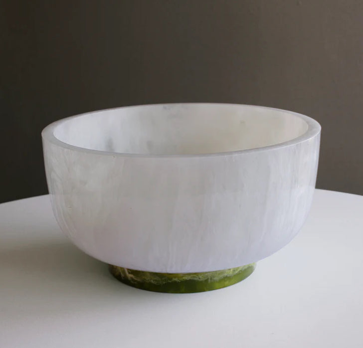 Resin Bubble Salad Servers and Large Round Resin Bowl with Green Base