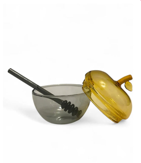 Petite Apple Glass Honey dish & Dauber