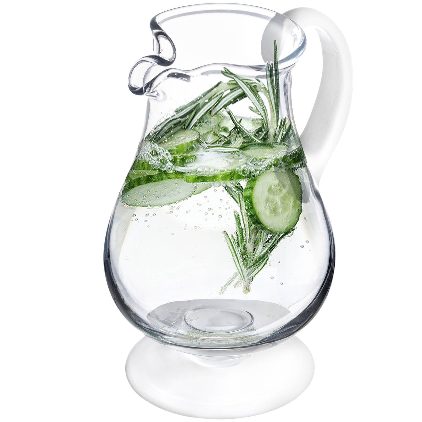Opal Footed Pitcher with White Foot and Handle, 78 oz.