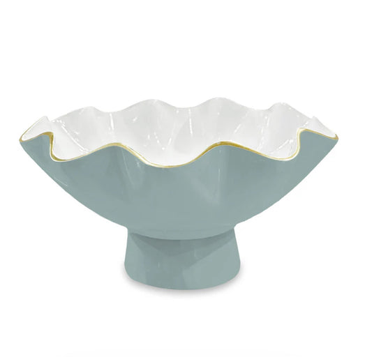 Beatriz Ball Large Pedestal Bowl in Slate and White