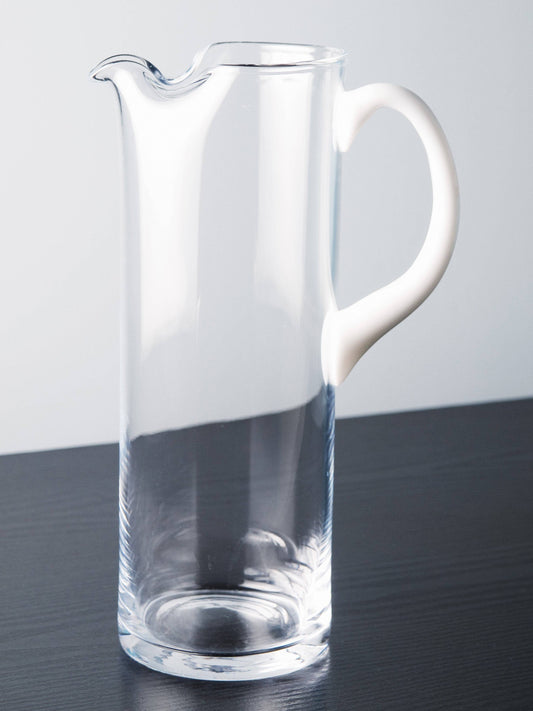 Opal Cylinder Pitcher with White Handle, 64 oz.