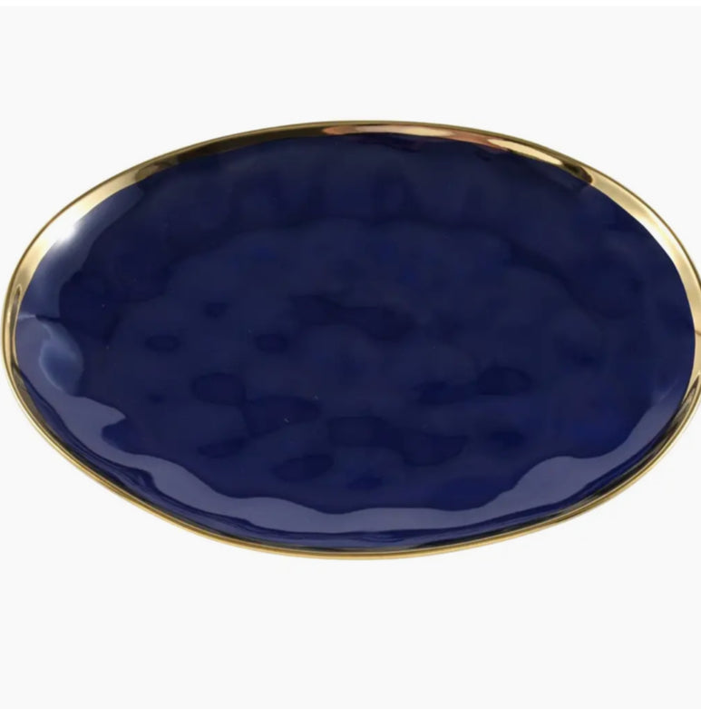 Navy & Gold XL Oval Serving Platter
