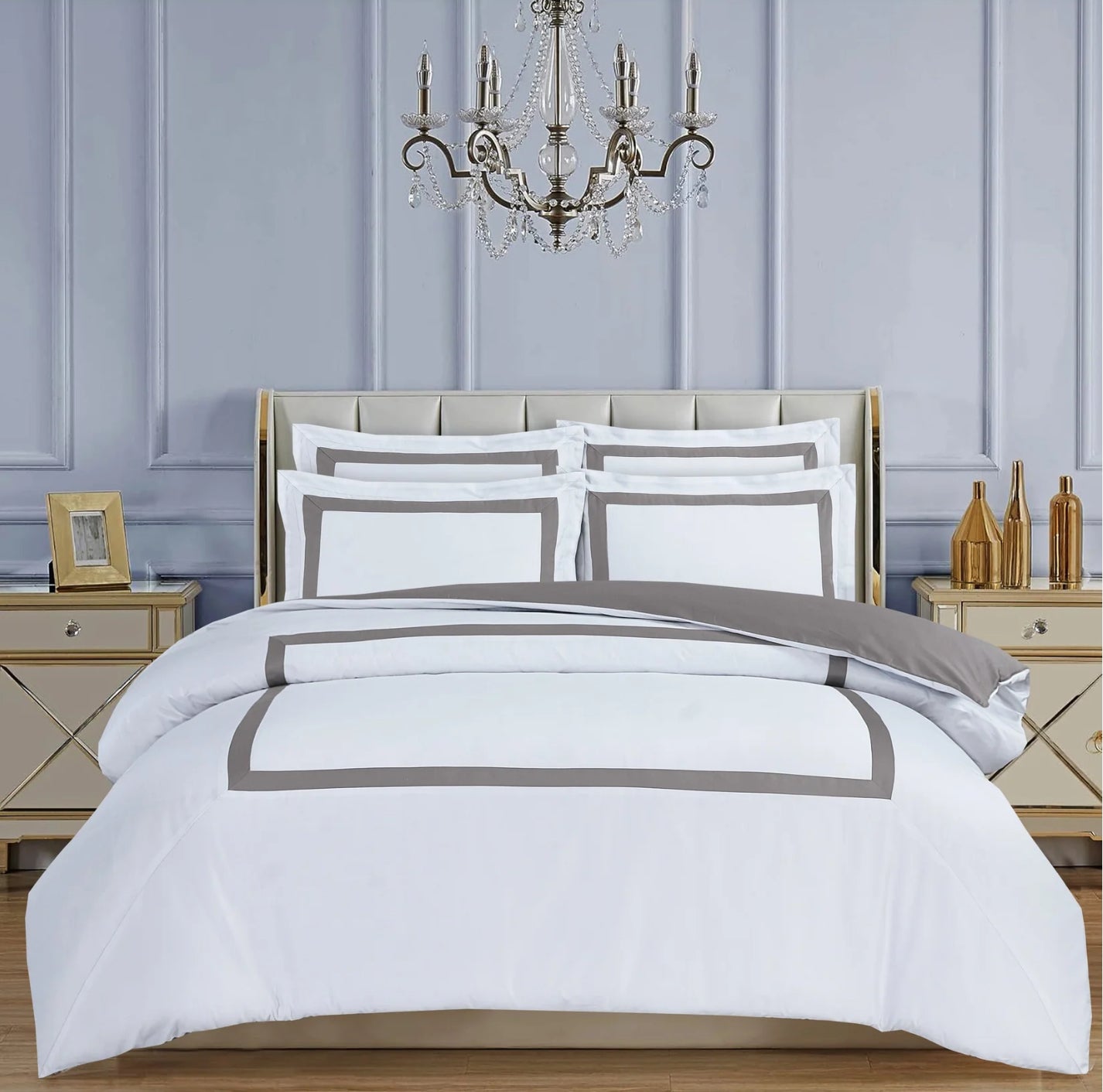 Province Hotel Collection White with Taupe Tape Linen