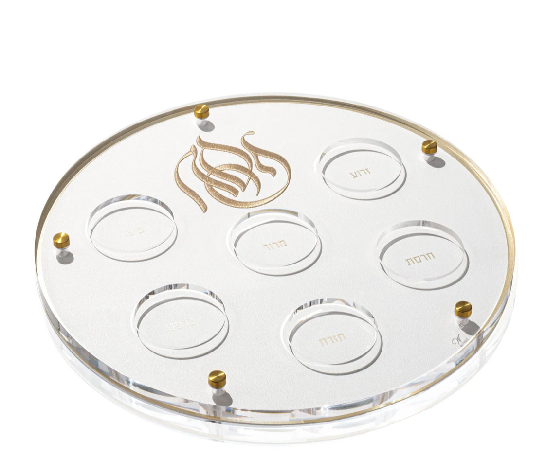 Embroidered under Lucite Pesach Seder Plate