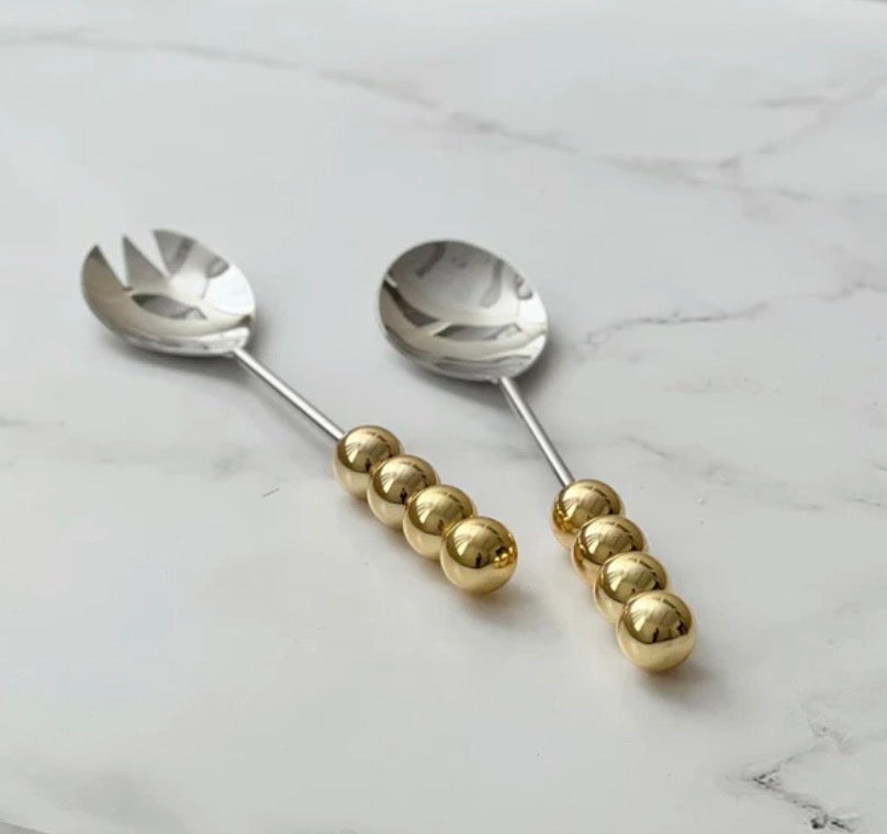Gold Ball Salad Servers