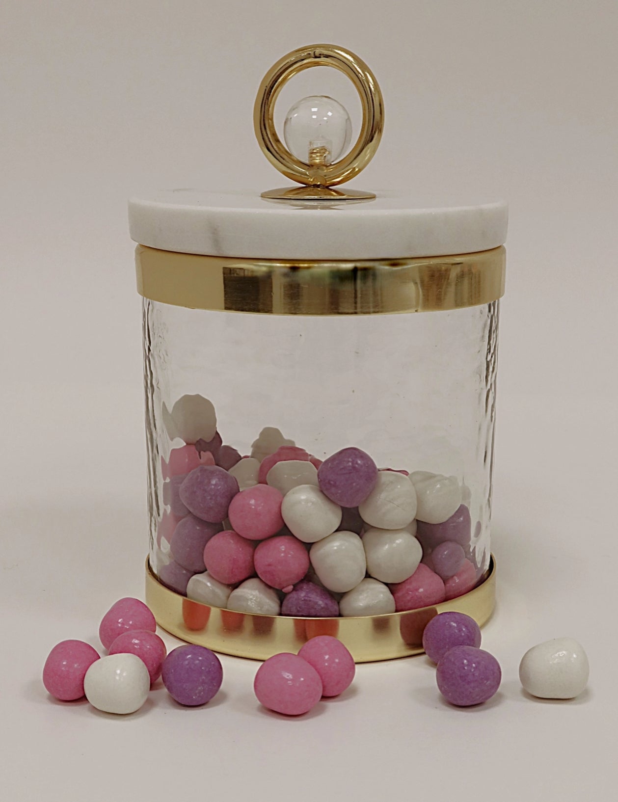Glass Canisters with Marble Lids - Set of 3