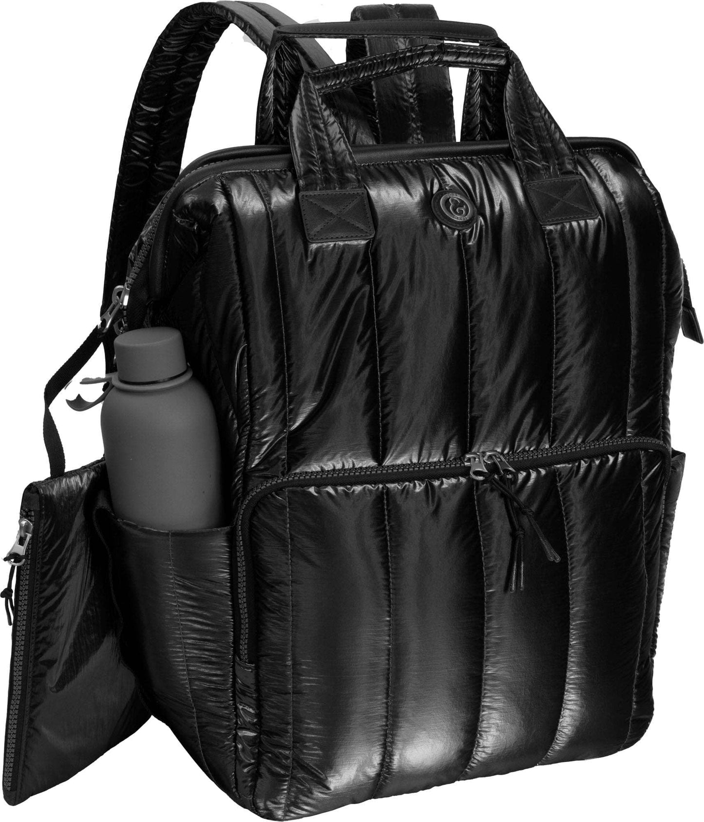 Vertical Metallic Puffer 18 Inch open mouth Workbook Backpack