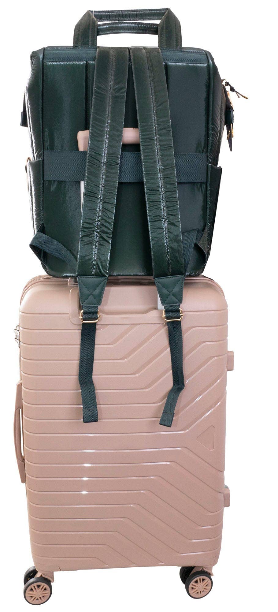 Vertical Metallic Puffer 18 Inch open mouth Workbook Backpack