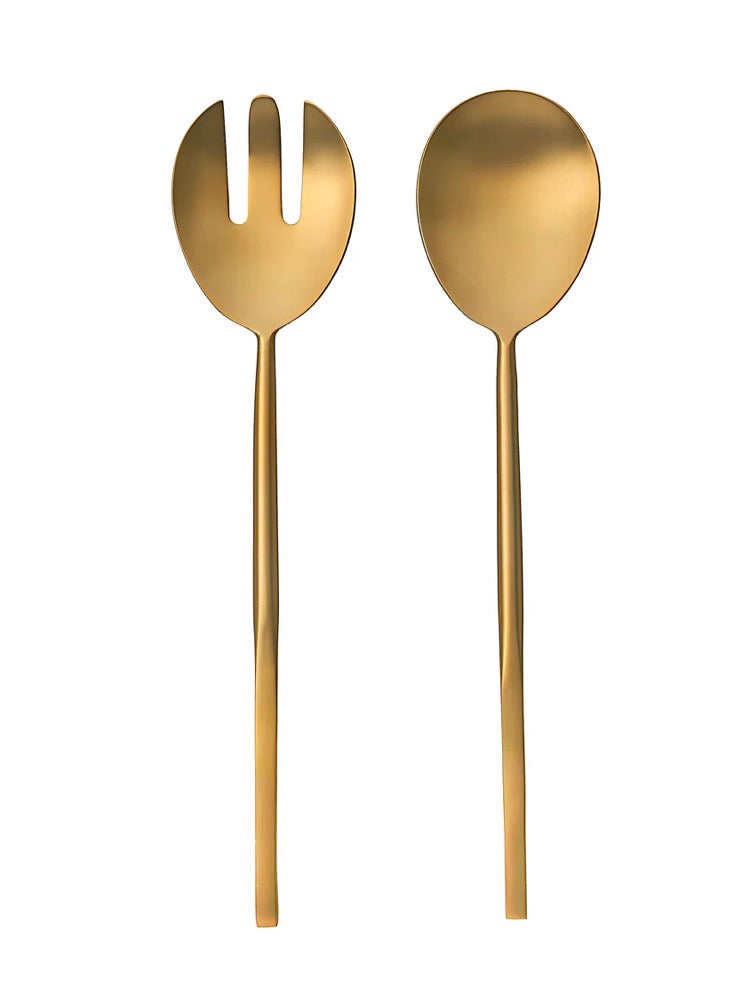 Matte Gold Cubed Salad Servers