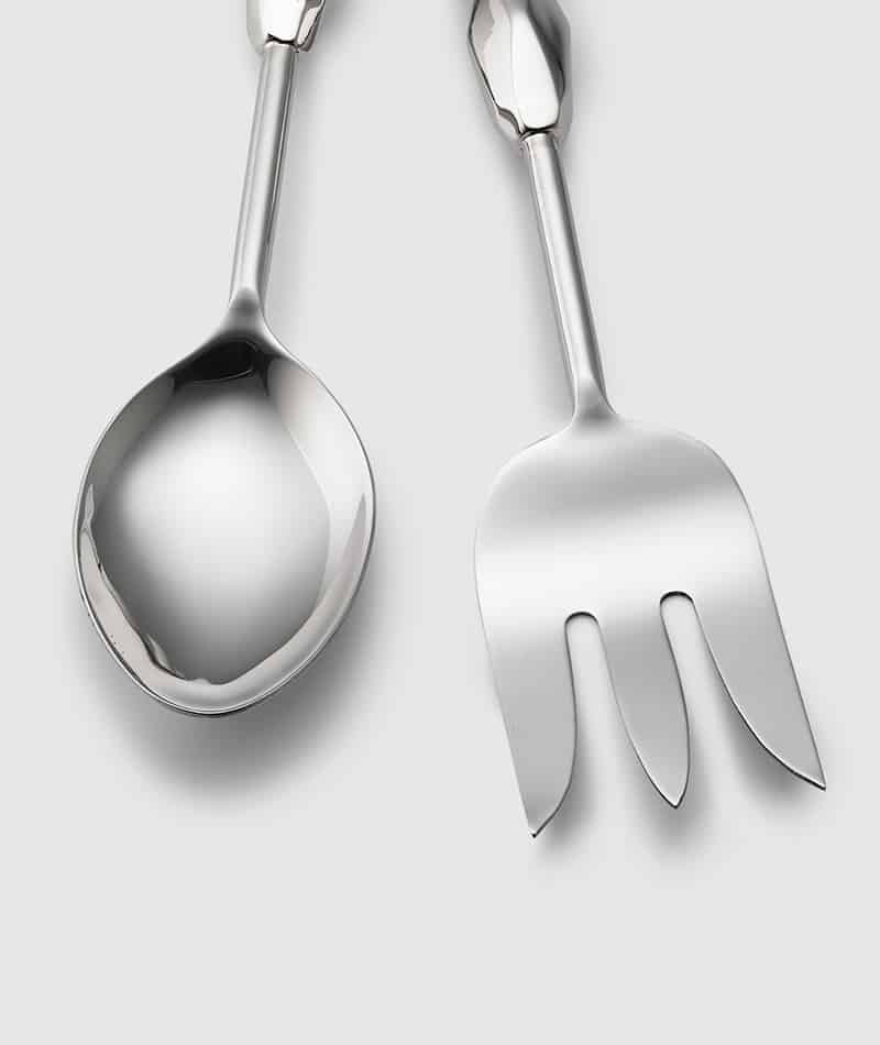 Faceted S/S Serving Spoon & Meat Fork