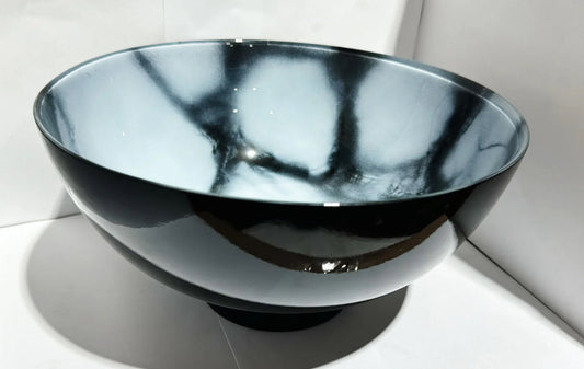Black and Gold Marbleized Footed Bowl