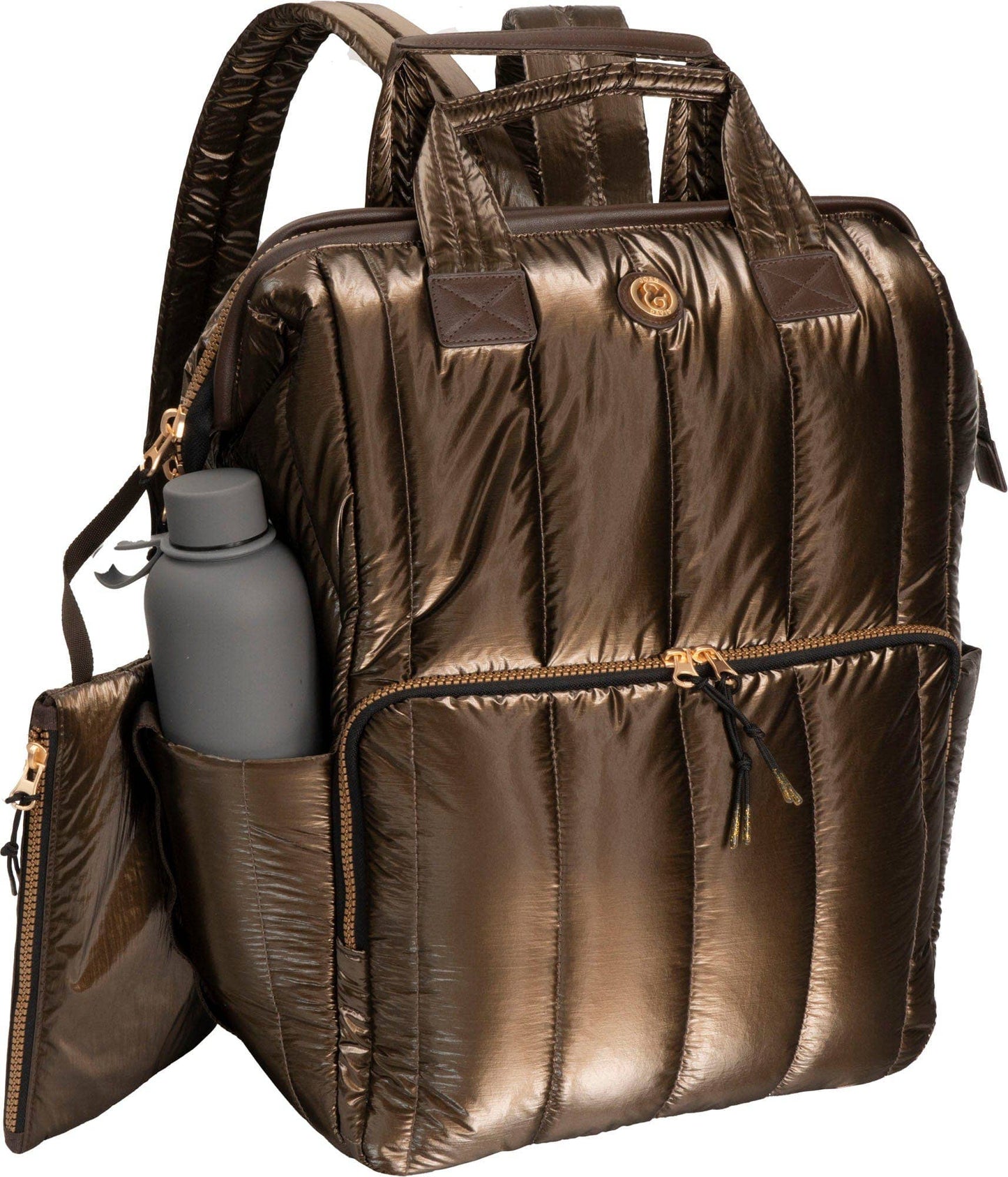 Vertical Metallic Puffer 18 Inch open mouth Workbook Backpack