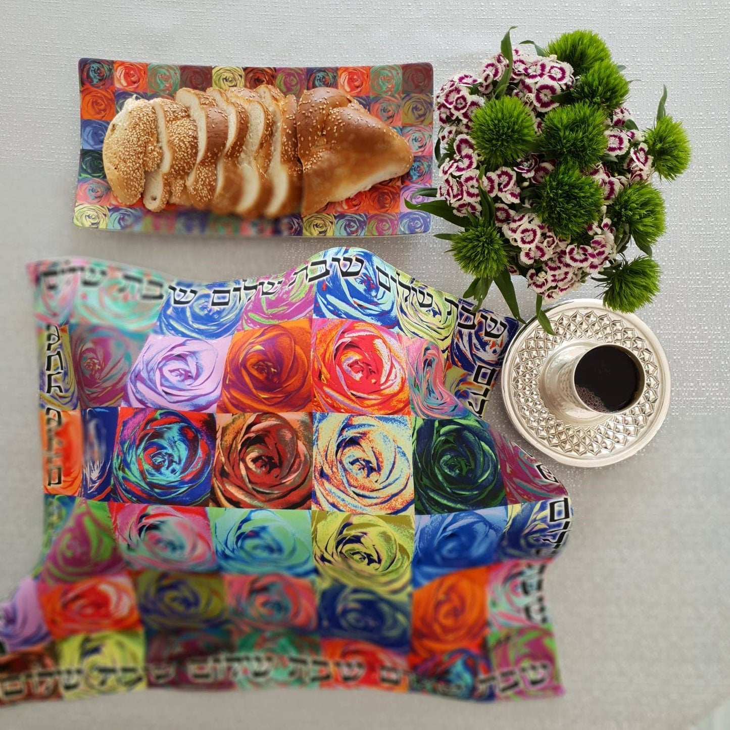 Flowers Challah Cover – Modern Judaica