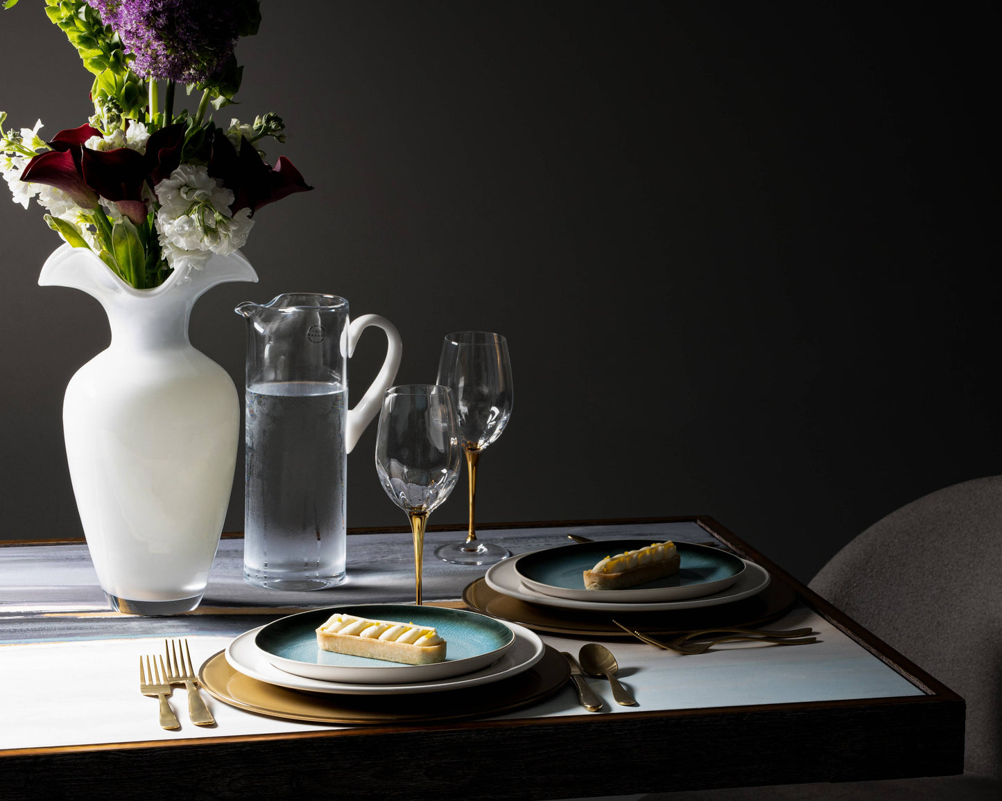 Opal Cylinder Pitcher with White Handle, 64 oz.