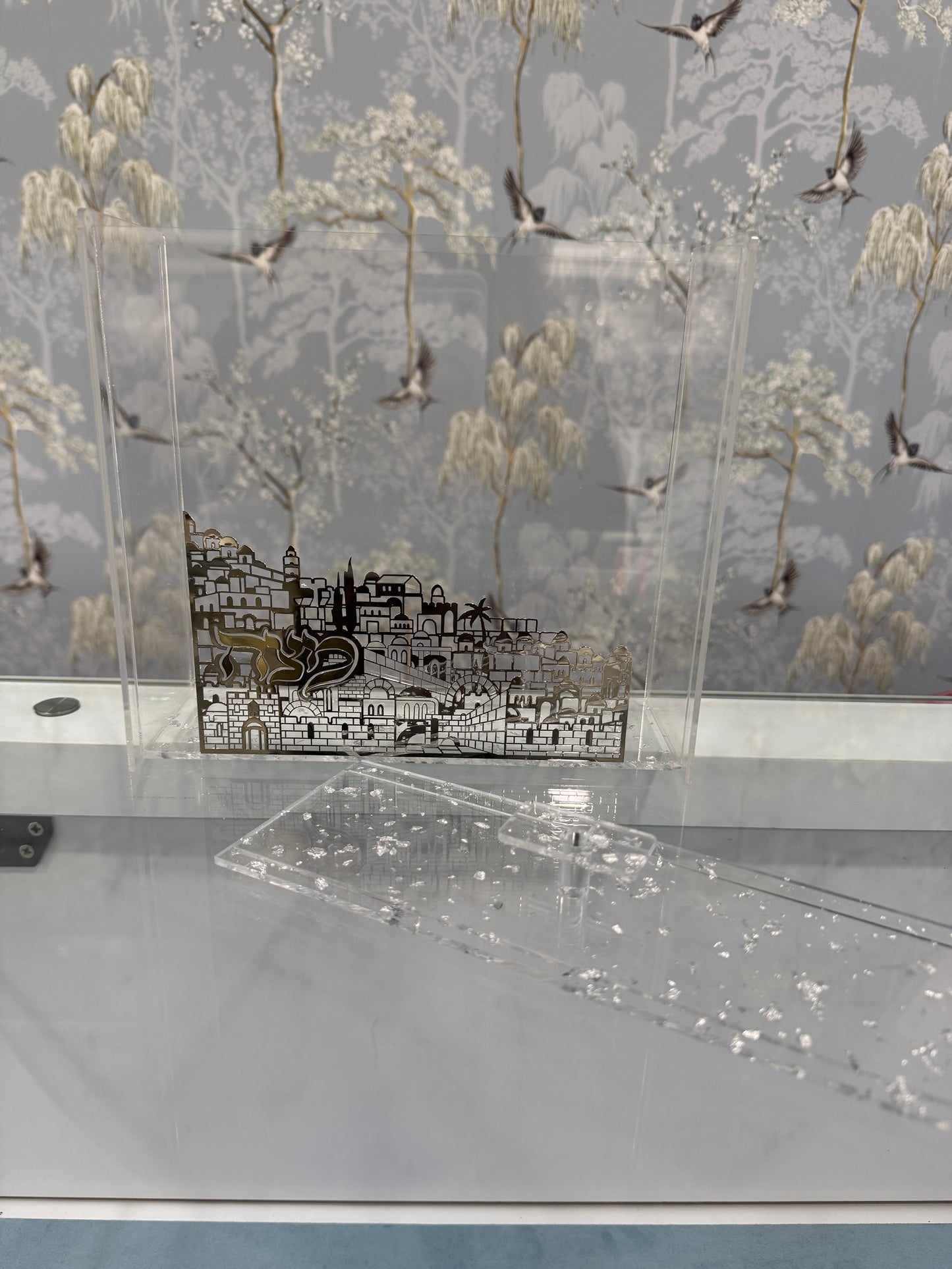 Jerusalem Silver Acrylic Matza Box