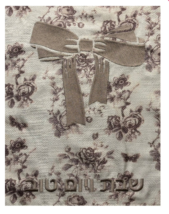 Floral Toile w/ Bow Challah Cover