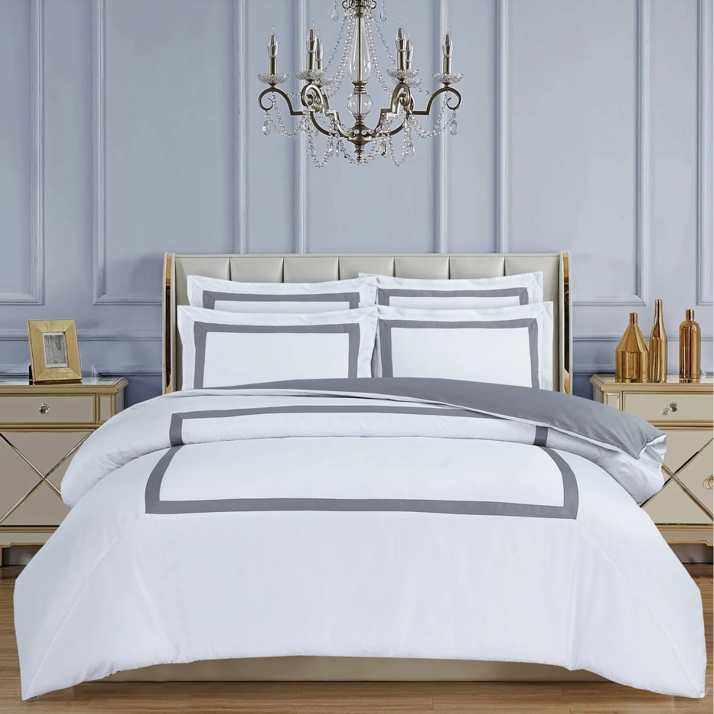 Province Hotel Collection White with Taupe Tape Linen