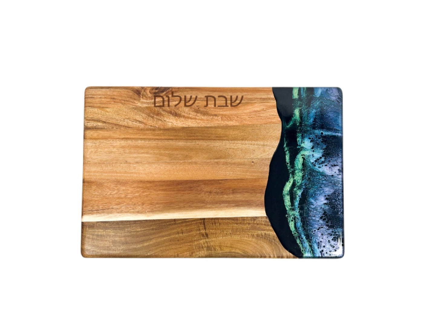 Lynn & Liana Wood & Resin Challah Board Northern Lights