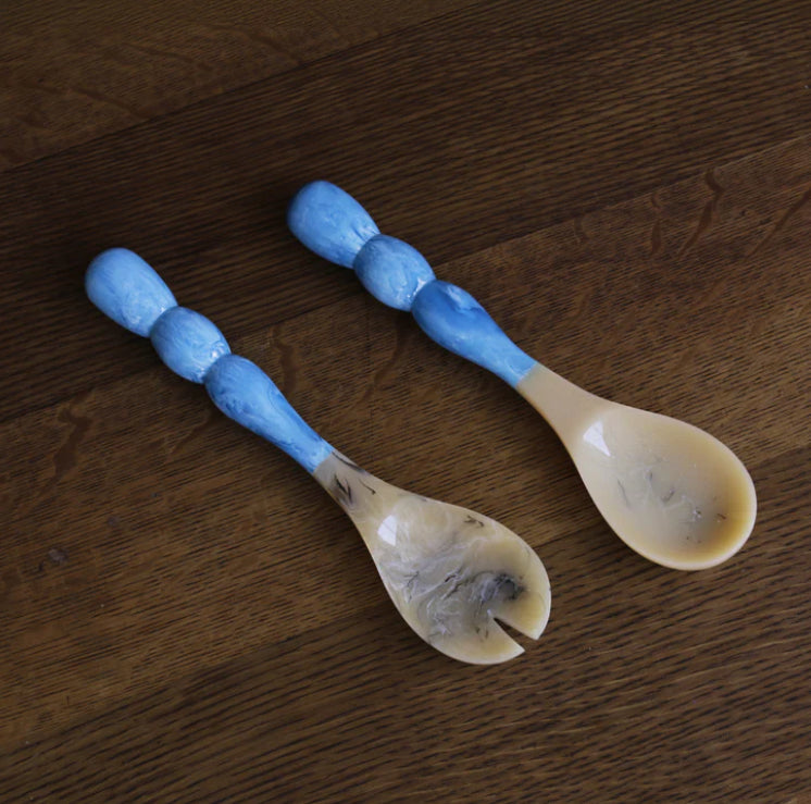 Beatriz Ball Resin Salad Bowl w/ Bubble Servers - Turquoise