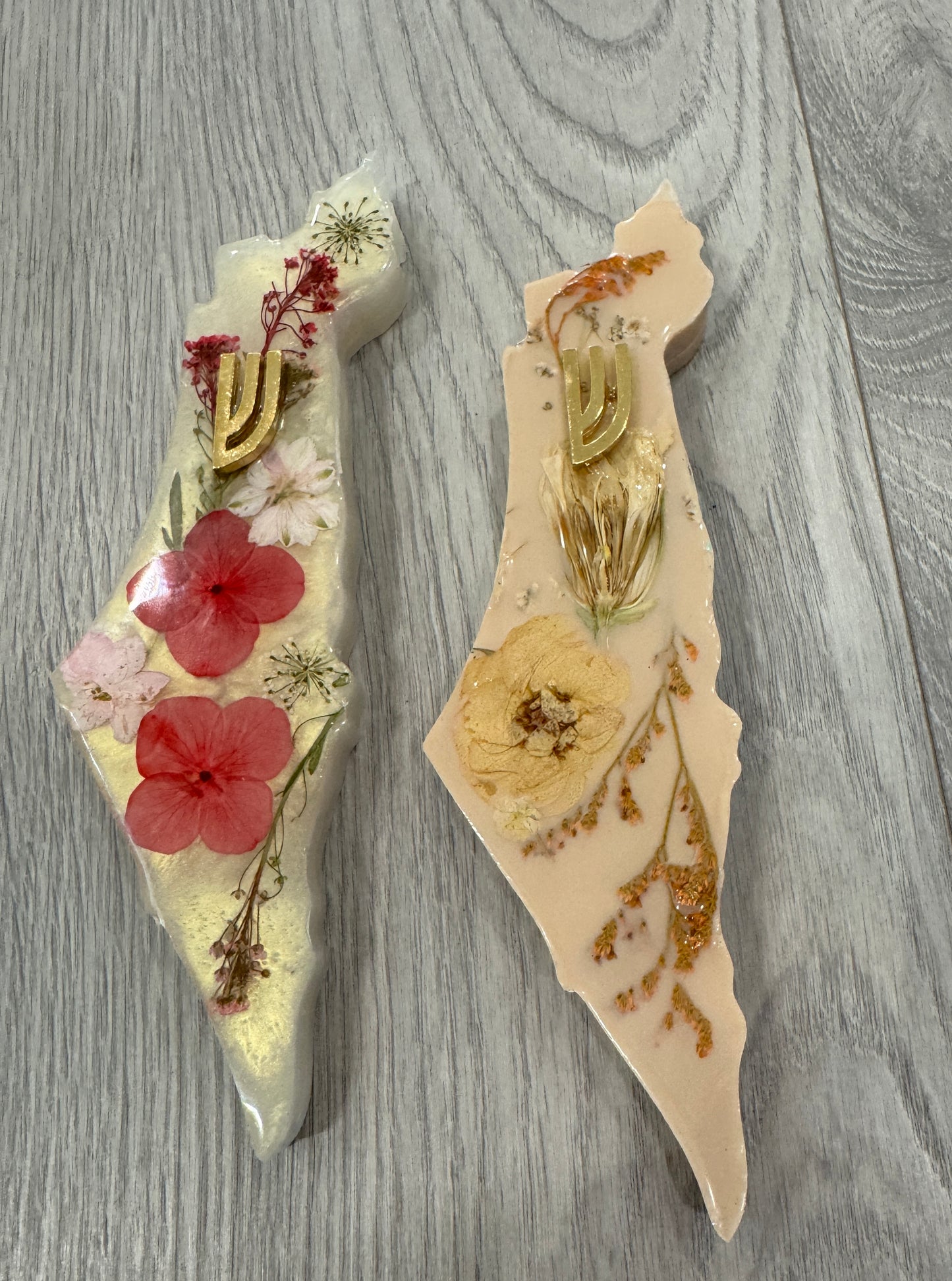 Resin Israel Floral or Stone Mezuza