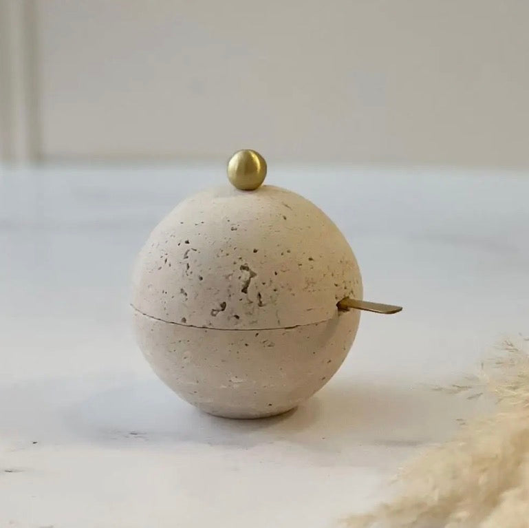 Marble Salt Dish with Spoon