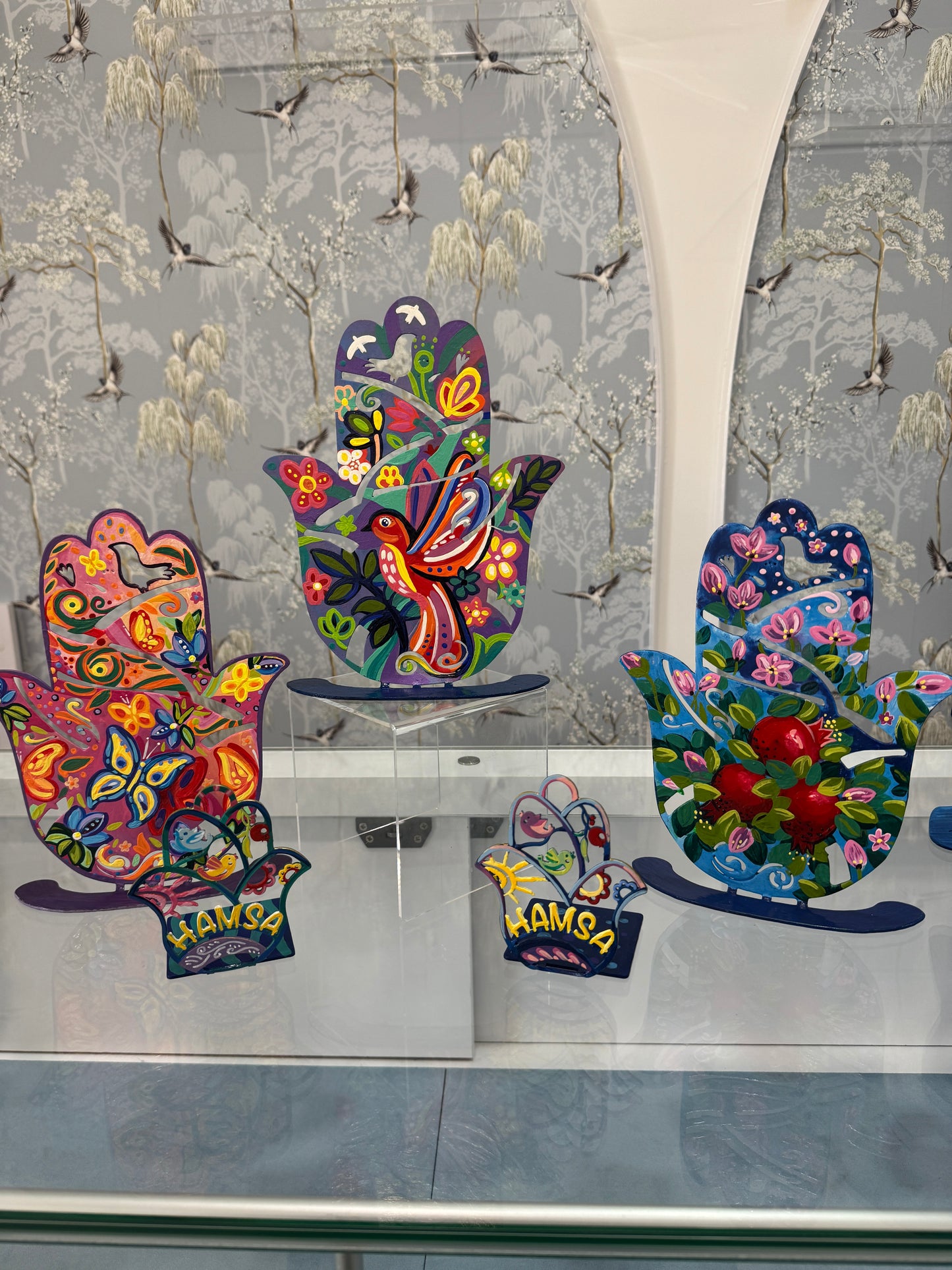 Large Hand Painted Hamsa Art Piece by Pikovski