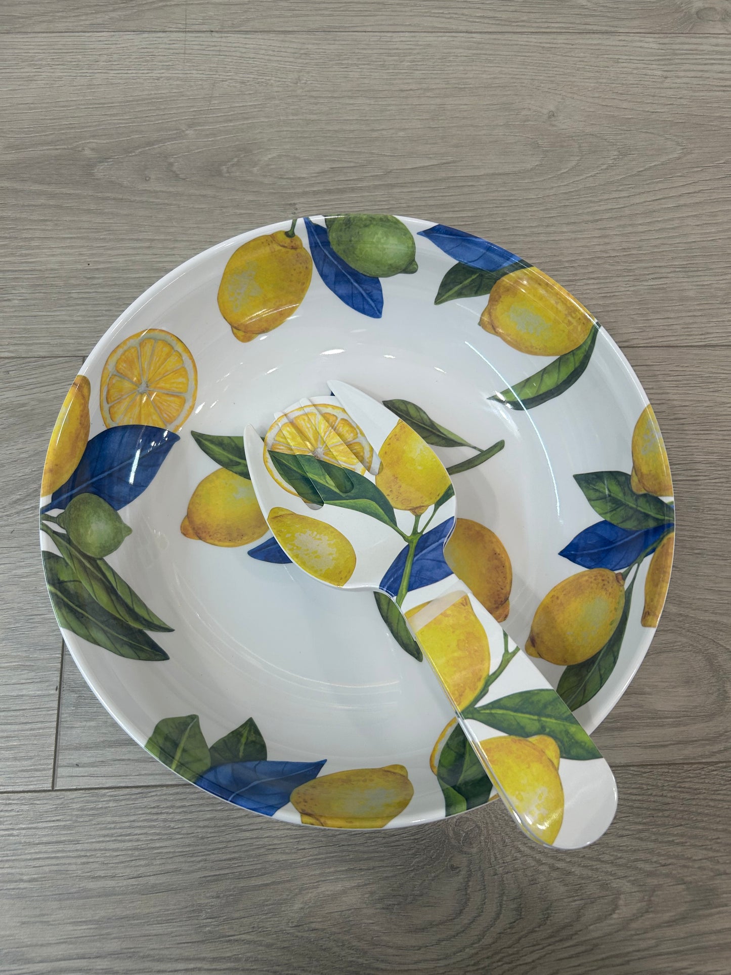 Lemon Orchard Melamine Salad Bowl & Servers Set