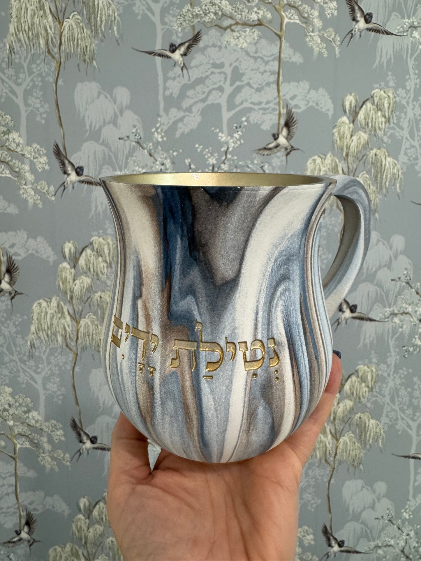 Blue Marble Polyresin Wash Cup