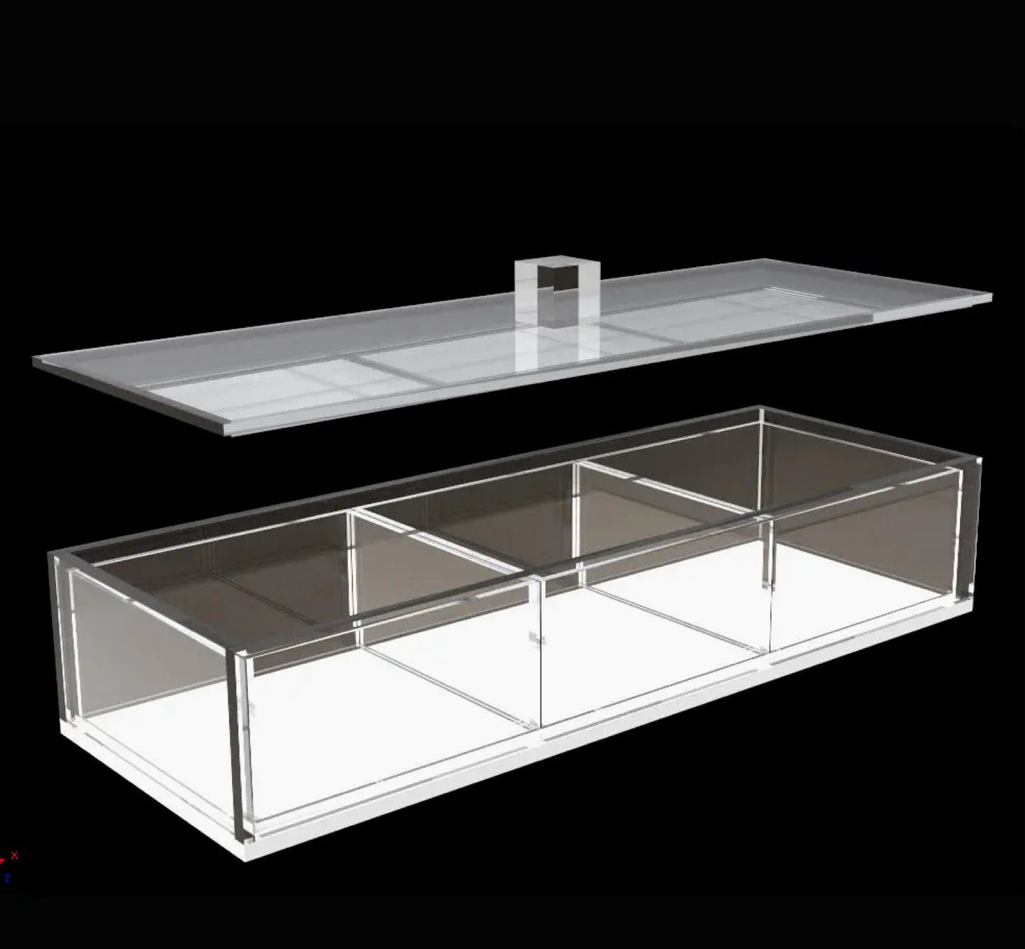 Three compartment acrylic sectional dish