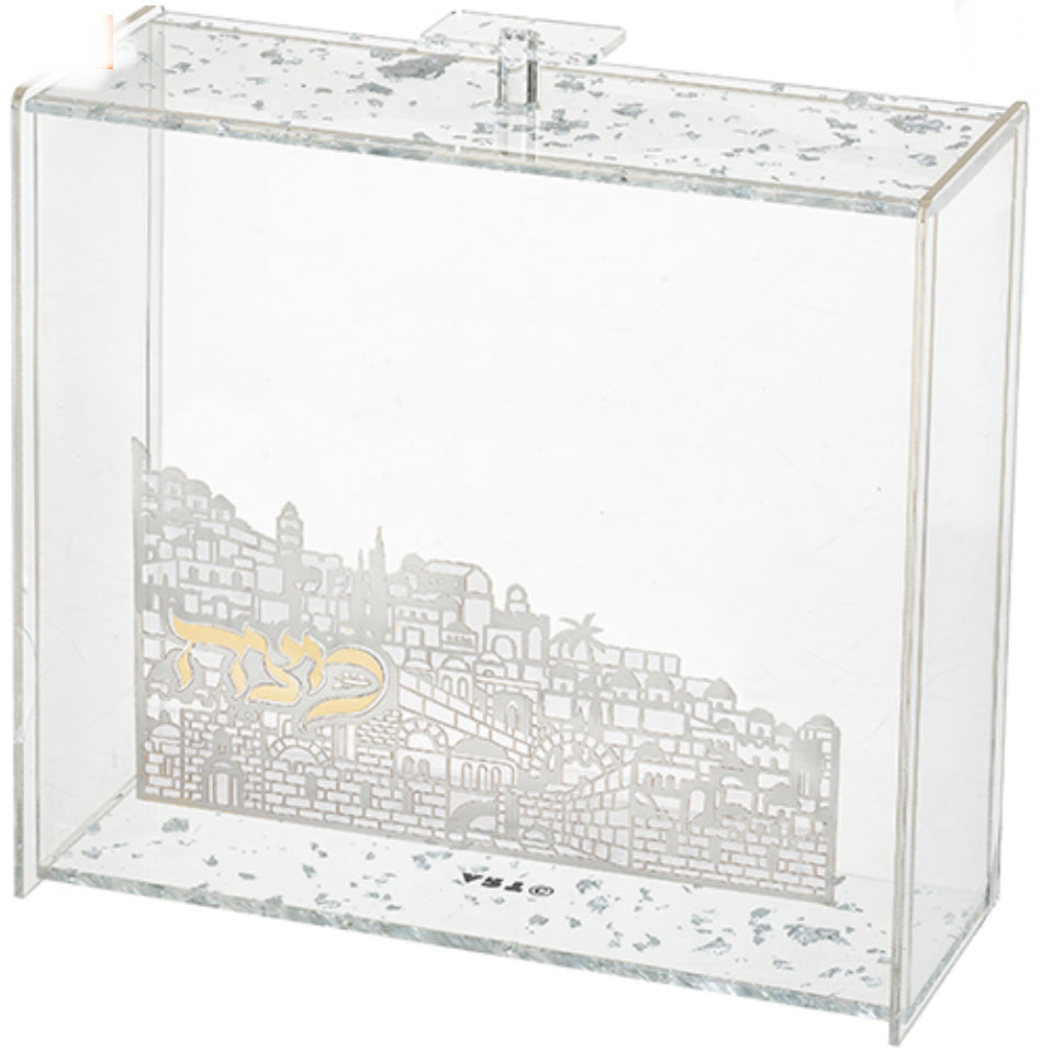Jerusalem Silver Acrylic Matza Box
