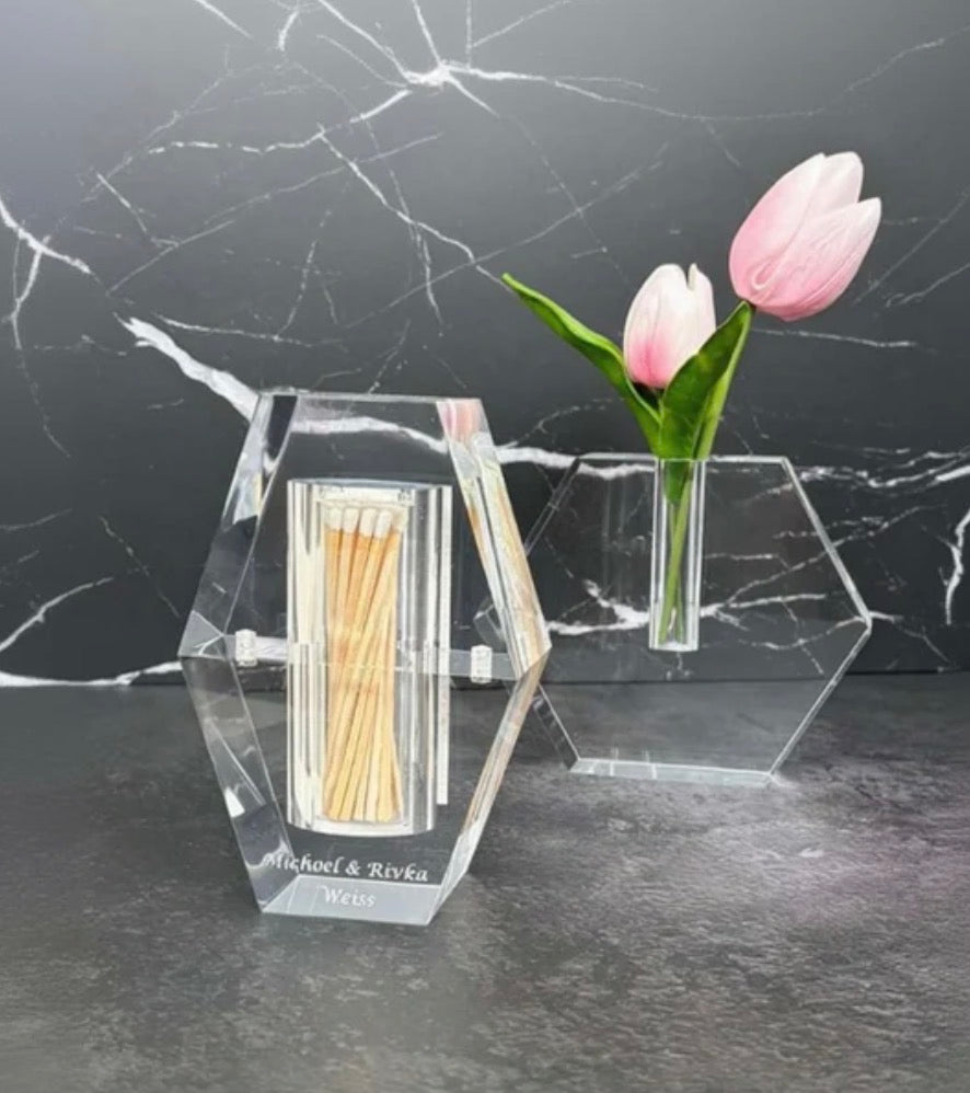 Crystal Look Facet Lucite Match Holder