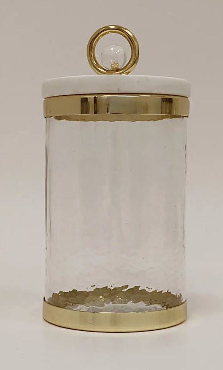 Glass Canisters with Marble Lids - Set of 3