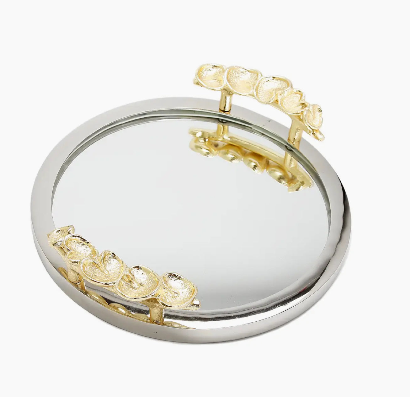Mirror Tray with Gold Leaf Handles- clerance