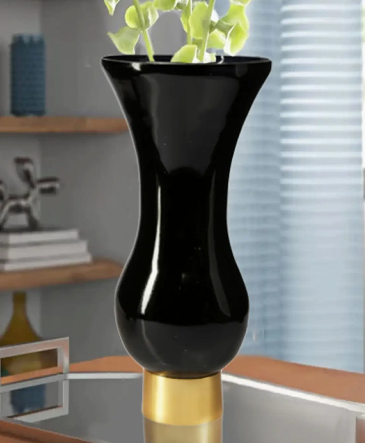 Black and gold accent S Shape Vase- clearance