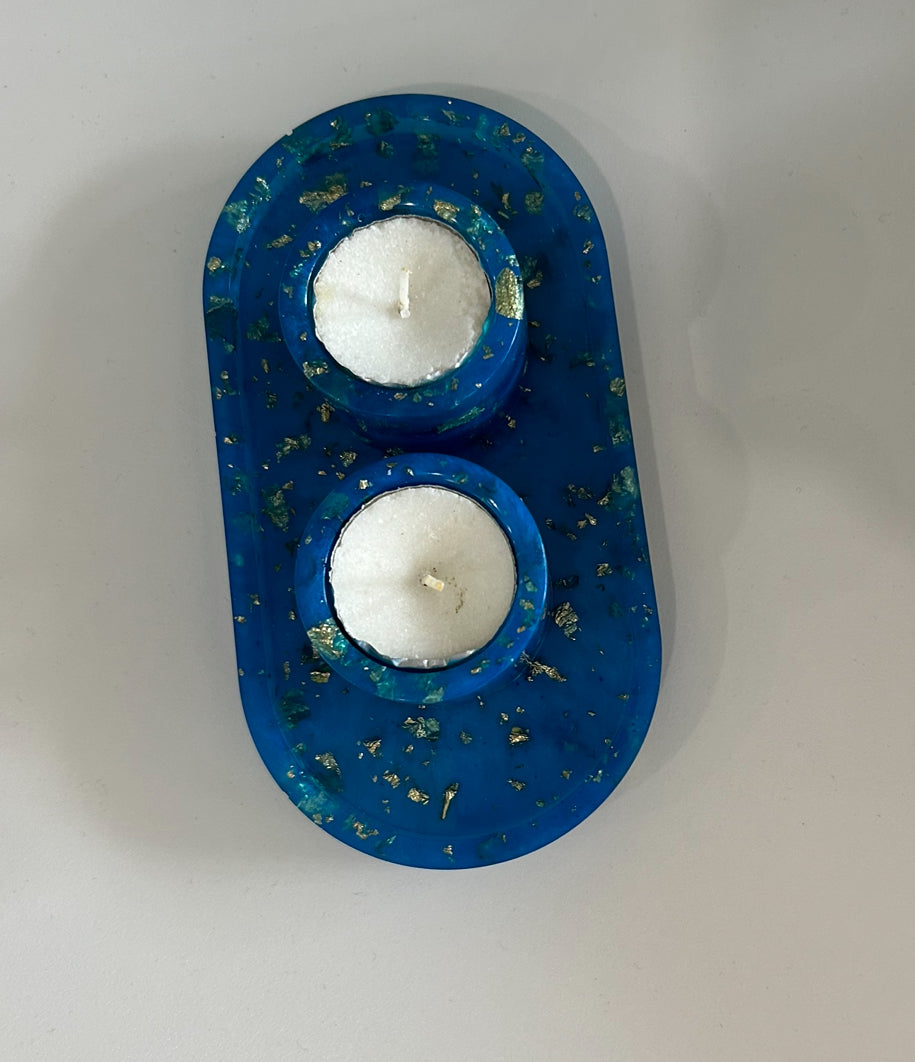 Resin Art Tea Lights w/ Tray